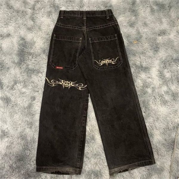 

men's jeans y2k pants large loose letter skull embroidered jeans men hip hop jeans gothic wide leg trousers streetwear baggy jeans 2308, Blue