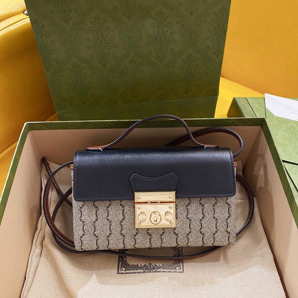 

designer mini shoulder bag 18cm mini crossbody bag 10a padlock mini handle bags women genuine leather flap bags 652683 with box g097