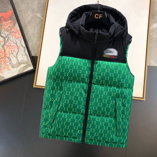 

paris designer men's hooded vest new couple casual down autumn and winter men's and women's patchwork versatile fashion brand, Black;white