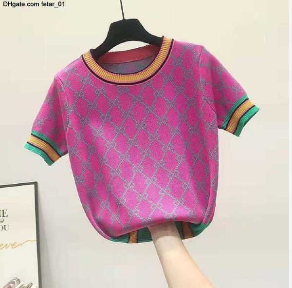 

korean short new sleeve women sweaters summer 2022 elegant o neck beading flower knitted female pullover jumper clothes, White