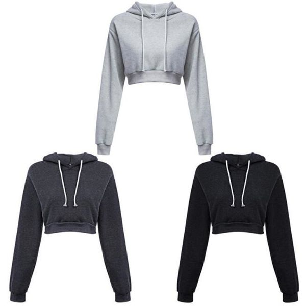 

women's hoodies sweatshirts autumn women hoodies solid crop hoodie long sleeve jumper hooded pullover coat casual sweatshirt sudaderas, Black