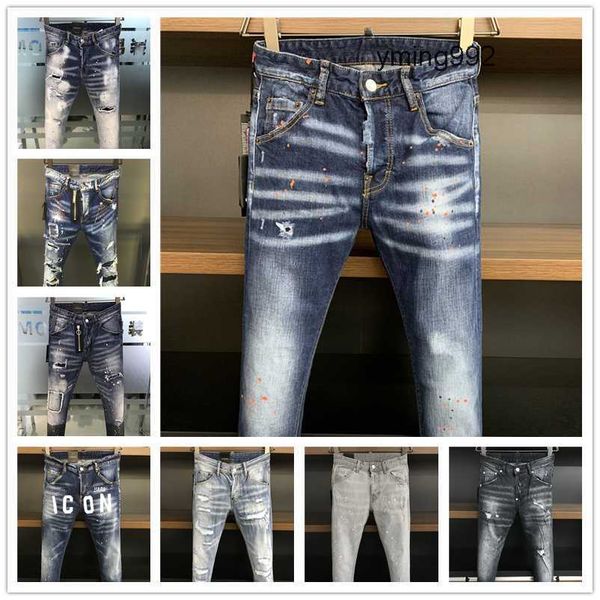 

2023 new arrivals d2 mens luxury purple designer denim jeans holes trousers dsquare jeans coolguy biker pants mens clothing 2#007, Blue