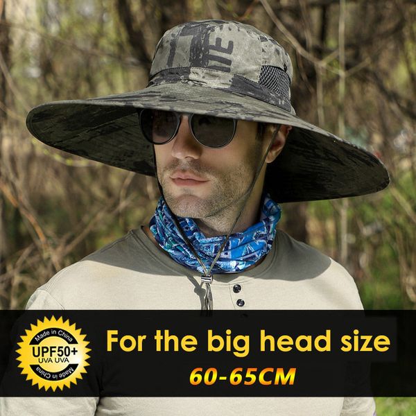 

wide brim hats bucket hats big head size fishing hat for men's summer outdoor shading hiking panama hat sunscreen fisherman's hat, Blue;gray