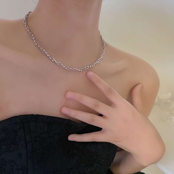 

designer's niche design, surround collarbone chain, versatile insets, cool and minimalist necklace, high-end accessories, women's, Silver