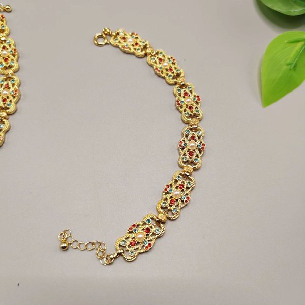 

designer necklace bracelet handcarved colorful gem necklace bracelet set, Silver