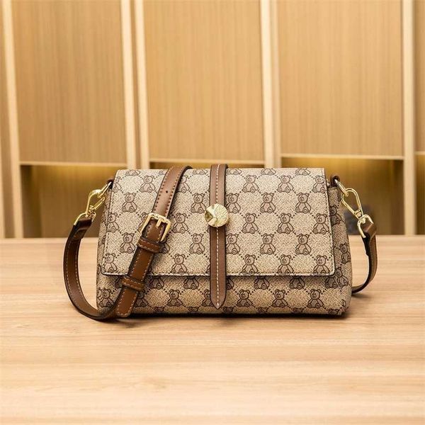 

evening bags purses selling bear printed one-shoulder messenger bag for women's new style small square bag with versatile color contras