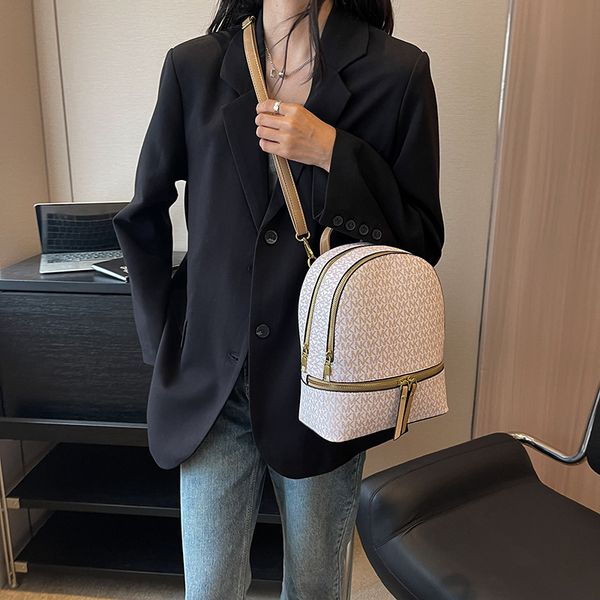 

women shoulder bag 4 colors college style color matching leather leisure backpack joker letters fashion handbag double zipper western style