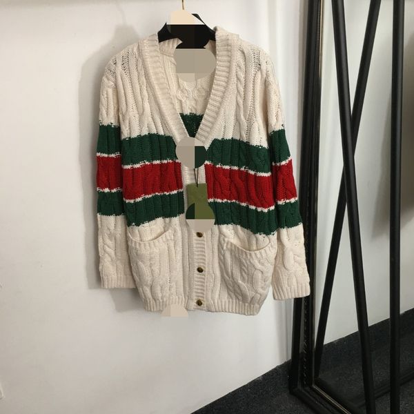 

823 2023 autumn women sweater long sleeve crew neck pullover white pink black brand same style striped womens 20234762, White;black