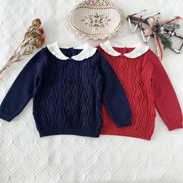 

pullover christmas knitted pullover autumn winter children's sweater cotton baby boy girl knitted sweater warm red baby christmas cloth, Blue