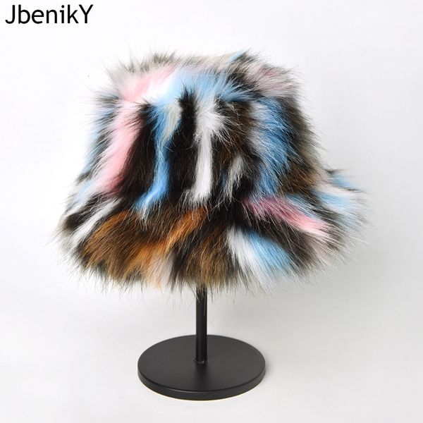 

wide brim hats bucket hats fluffy faux fur bucket hat women rabbit fur warm thick plush winter hat lady luxury fashion party panama fisherma, Blue;gray