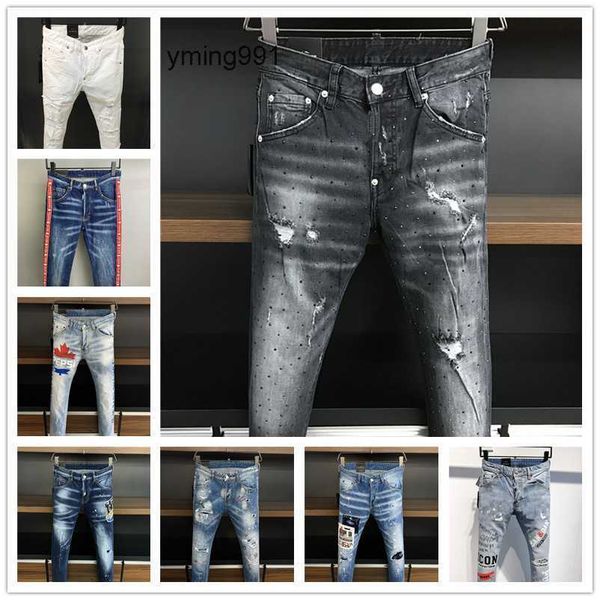 

2023 new arrivals d2 mens luxury purple designer denim jeans holes trousers dsquare jeans coolguy biker pants mens clothing 2#009, Blue