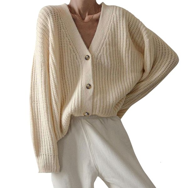 

womens knits tees button down sweatshirt long sleeve cardigans ladies basic vintage ribbed knitted outwear cardigan sweater coat 230826, White