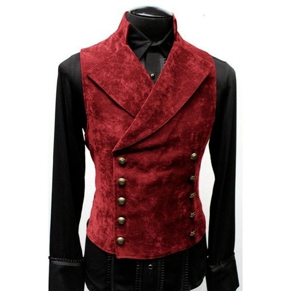 

men's vests mens gothic steampunk velvet vest retro medieval victorian waistcoat men stand collar double breasted stage cosplay prom co, Black;white