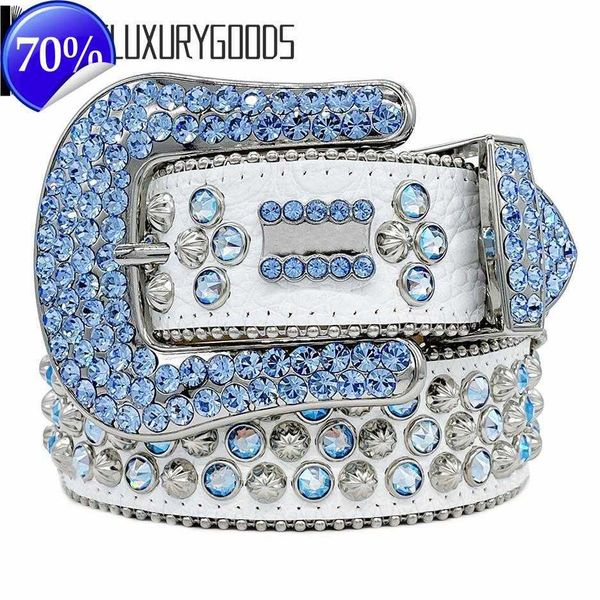 

22023 designer bb belt simon belts for men women shiny diamond belt black on black blue white multicaaq, Blue;gray