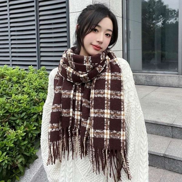 

couple plaid shawl for women scarves autumn and winter korean style all in one student warm scarf men, Blue;gray