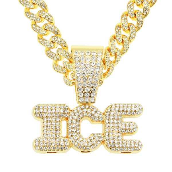 

hip hop rapper men shiny diamond pendant gold necklace iced out ice letters pendant micro-inset full zircon jewelry night club punk 50cm mia, Silver