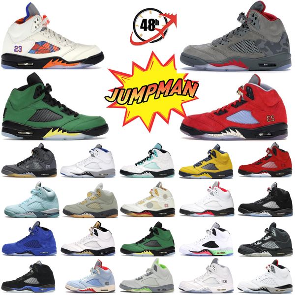 

new arrival jumpman basketball shoes 5 5s what the fire red ducks grape island green white cement mens trainers sneakers sports eur36-46