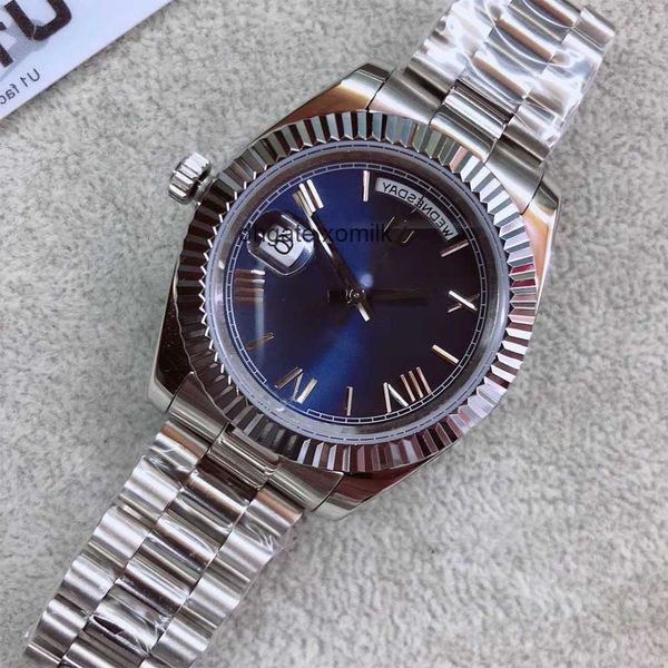

st9 steel news men watches blue red dial automatic mechanics 41mm sapphire glass stainless mens watch alu4, Slivery;golden