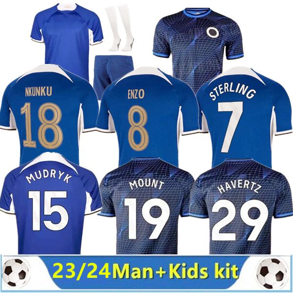 

2023 2024 nkunku jackson cfc soccer jerseys disasi 23 24 enzo fernandez mudryk james sterling cucurella chukwuemeka football shirt men kids, Black;yellow
