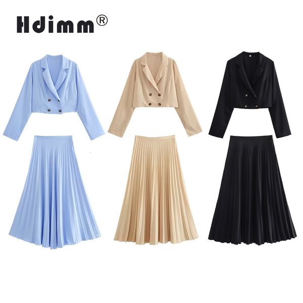 

two piece dress hdimm fashion women's blazer skirt set 2023 summer spring elegant chic coat female casual suit 2 pieces 230826, White