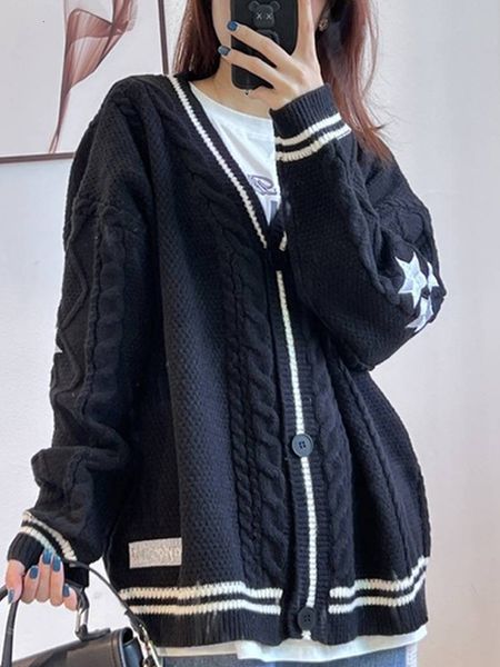 

women's knits tees knit cardigan sweater knitwears women spring oversize y2k embroidered chic sweaters for woman fashion casual cardiga, White