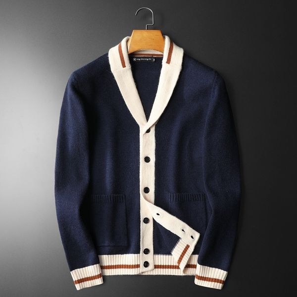 

men's sweaters 2023 fall solid color alphabet contrast pattern knitting cardigan man long sleeve slim sweater garment coat 230826, White;black