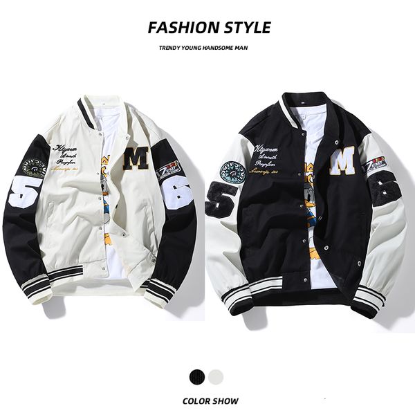 

men's jackets embroidery fashion spring autumn baseball clothes stand-up collar jacket men's street trendy brand style harajuku vi, Black;brown