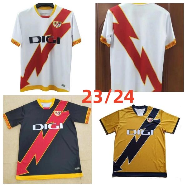 

23 24 rayo vallecano falcao r.d.t soccer jerseys palazon garcia sanchez martin trejo ciss montiel lejeune 2023 2024 home away men kids kits, Black;yellow