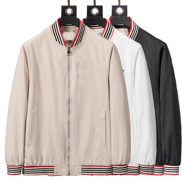 

fashion new mens windbreaker jackets stand collar hooded hoodies men stripe panelled outdoor sports coat autumn army cargo bomber jacket men, Black;brown