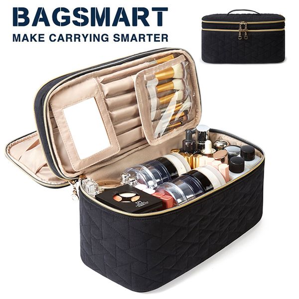

waist bags bagsmart travel cosmetic case double layer makeup organizer bag with adjustable dividers waterresistant leather 230826