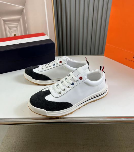 

brand designer thoms shearling tech sneakers shoes men brownes nylon sole runner sports stripes rubber midsole comfort casual walking footwe, Black