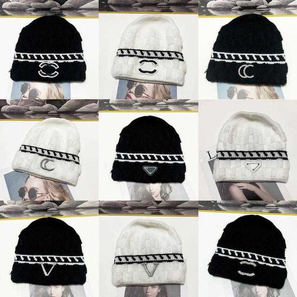 

knitting hat designer beanie cap luxury brand letter inlaid crystal skull caps mens womens winter fitted solid color stripe cashmere keep wa, Blue;gray