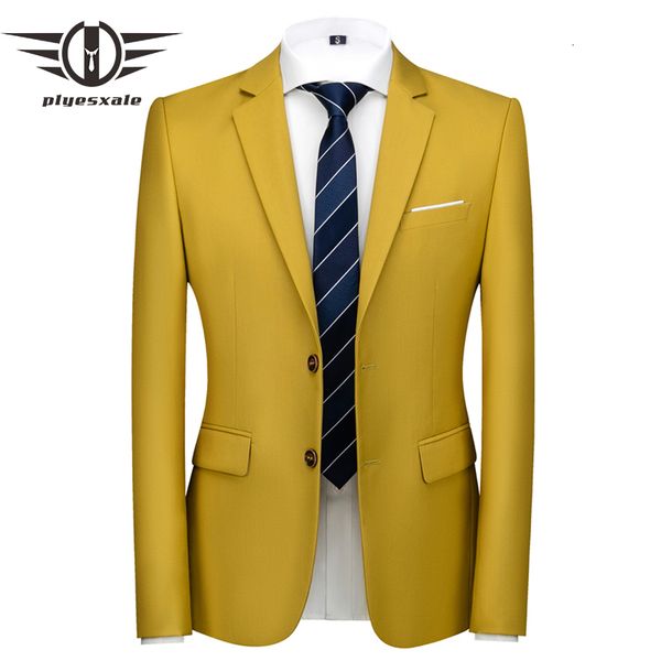 

men's suits blazers plyesxale men dark yellow blazer spring autumn slim fit business casual man boutique blazer jacket men's weddi, White;black