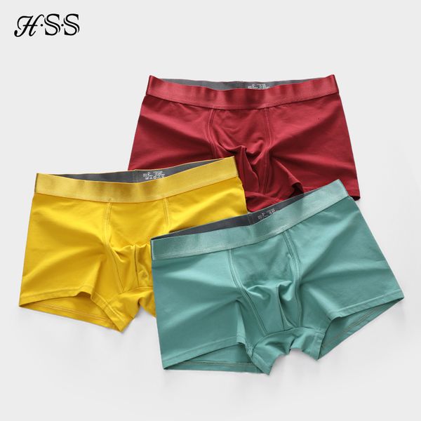 

underpants 3pcslot men's underwear cotton boxers man breathable panties solid shorts hss brand metallic luster l xl xxl xxxl 230826, Black;white