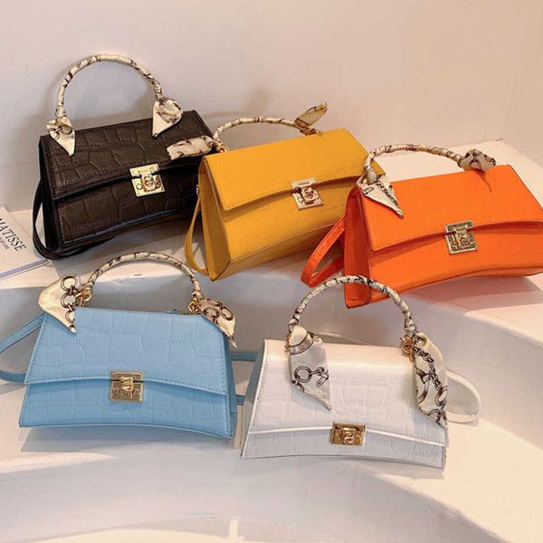 

hourglass bags with short handles women's small square orange handbag 2022 trend blue crocodile pattern leather shoulder bag