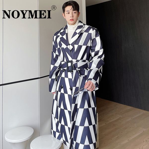 

men's trench coats noymei patchwork coat contrast color single breasted fashionable korean style windbreaker winter lapel male wa2486 2, Tan;black