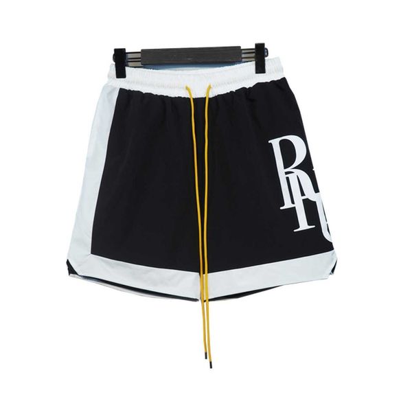 

correct version rhude color blocking shorts casual shorts, White;black