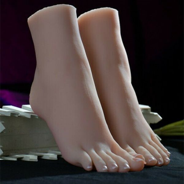 

breast form 1pair lifelike silicone feet with bone female foot shoes model display us fetish toy 230826