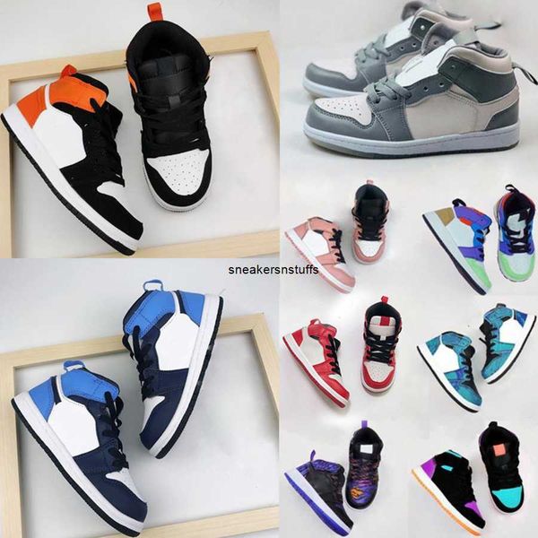 

jumpman infants 1s kids basketball shoes j1 game royal scotts obsidian chicago bred sneakers mid multi-color tie-dye chrildren chaussures za, Black