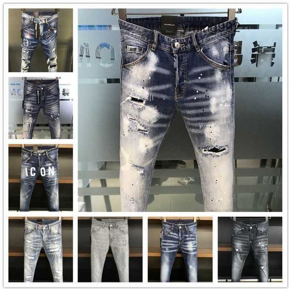 

2023 new arrivals d2 mens luxury purple designer denim jeans holes trousers dsquare jeans coolguy biker pants mens clothing 2#diw1, Blue