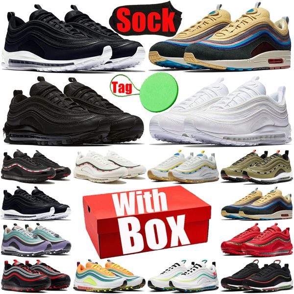 

with box sean wotherspoon 97 97s running shoes for mens womens triple black white shoe mschf x inri jesus gold silver bullet men women train