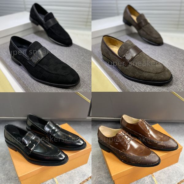 

men luxury dress shoes designer leather business loafers men casual shoes for men flat shoes size 38-45 with box, Black