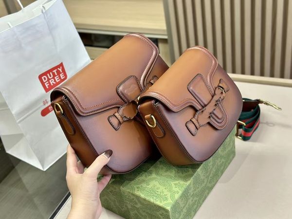 

2023 New Leather Quality Lady web Vintage Leather with Horseshoe Designer Bag Shoulder Bag Underarm Bag Ladies Saddle Bag with Horsebit Mini Bag stylish
