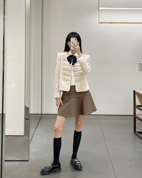 

2022 women vintage designer tweed blazer jacket coat female milan runway designer dress causal long sleeve clothing suit p20, Black