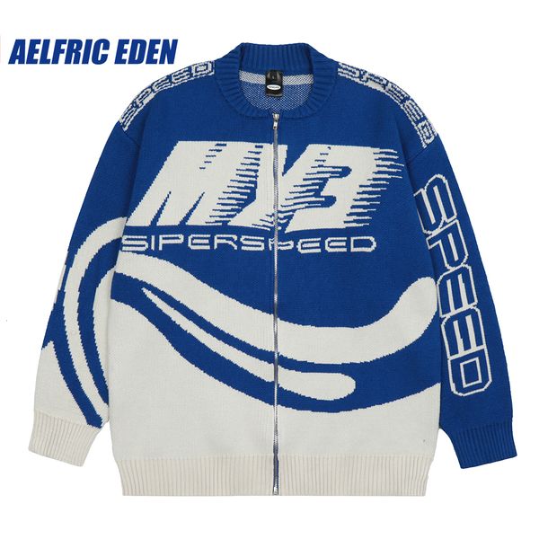 

men's sweaters aelfric eden speed" racing cardigan girl y2k retro hip hop knitted sweater vintage pullover casual wool sweater hip, White;black