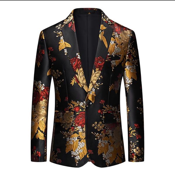 

men's suits blazers men luxury jacquard suit jacket classic black business social wedding party dress men's slim fit floral blazer, White;black