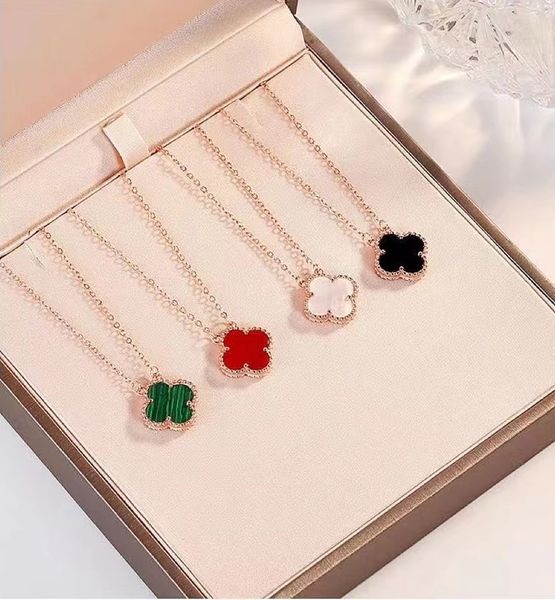 

5 color fashion four leaf grass necklace luxury female designer 18k plating rose silver shell female gold chain male fashion jewelry colors, Golden;silver