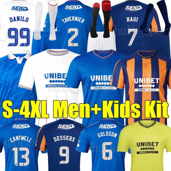 

4xl 23/24 rangers soccer jerseys tavernier hagi danilo fans player version lundstram cantwell lammers matondo dowell goldson lawrence 2023 2, Black;yellow