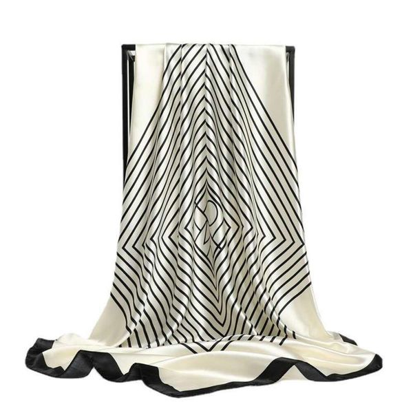 

northern european striped scarf shawl dual purpose travel sunblock stained dove imitation silk, Blue;gray