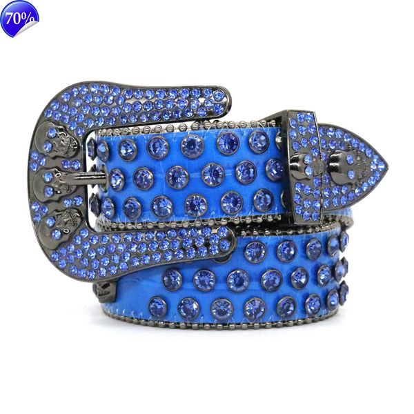 

22023 designer bb belt simon belts for men women shiny diamond belt black on black blue white multicolour with bling rhinestones stage perfo, Blue;gray